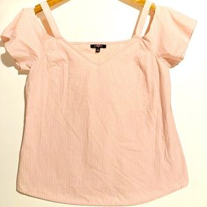 Ransom cutout shoulder pinstripe top small